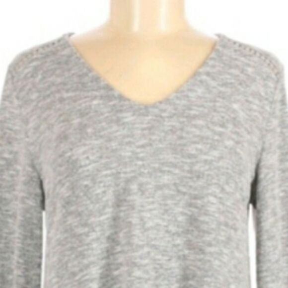 Chelsea & Violet Marl Knit Keyhole Cutout Ladder Lace Shift Dress Gray Sz M - Picture 4 of 11